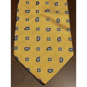 E’MODA Gold Blue Hand Made 100% Silk Men’s Neck Tie Made In USA